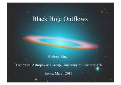 Black Hole Outflows  Andrew King Theoretical Astrophysics Group, University of Leicester, UK Rome, March 2011