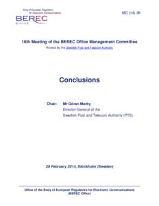 Conclusions of the 18th Meeting of the BEREC Office Management Committee