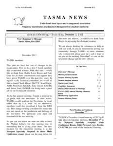 Vol. No. 49 (Full Version)  November 2013 TASMA NEWS Twin-Band Area Spectrum Management Association