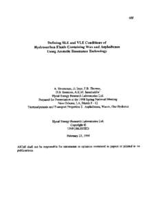 65f  Defining SLE and VLE Conditions of Hydrocarbon Fluids Containing Wax and Asphaltenes Using Acoustic ResonanceTechnology