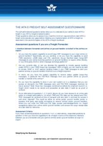 THE IATA E-FREIGHT SELF-ASSESSMENT QUESTIONNAIRE