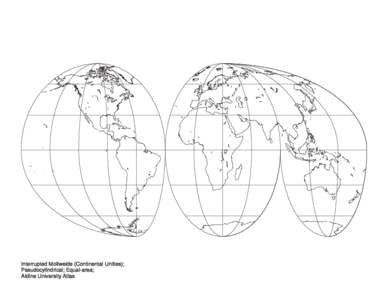 Interrupted Mollweide (Continental Unities); Pseudocylindrical; Equal-area; Aldine University Atlas 
