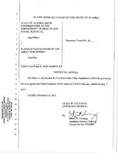 State v. Planned Parenthood of the Great Northwest - Notice of Appeal