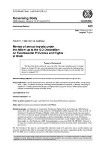 Review of annual reports under the follow-up to the ILO Declaration on Fundamental Principles and Rights at Work