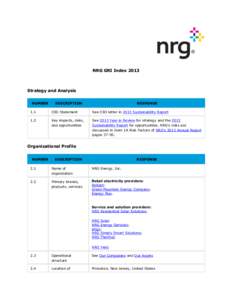 NRG GRI IndexStrategy and Analysis NUMBER  DESCRIPTION