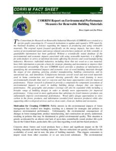 CORRIM FACT SHEET Consortium for Research on Renewable Industrial Materials 2 August 2004