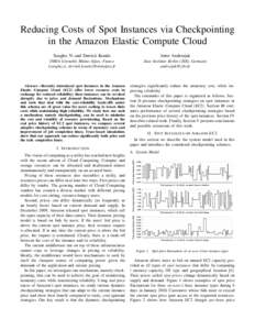 Application checkpointing / Cloud infrastructure / Checkpointing scheme / Amazon Elastic Compute Cloud / Fault-tolerant system / Context / Futures contract / Approximations of π / Computing / Fault-tolerant computer systems / Computer architecture