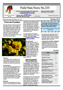 Field Nats News No.235 Newsletter of the Field Naturalists Club of Victoria Inc. Understanding Our Natural World Est. 1880