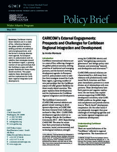 CARICOM’s External Engagements: Prospects and Challenges for Caribbean Regional Integration and Development