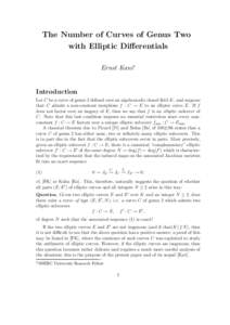 The Number of Curves of Genus Two with Elliptic Differentials Ernst Kani∗