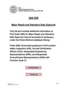 Major Repair  Alteration Data Approval Job Aid