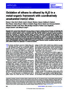 ARTICLES PUBLISHED ONLINE: 18 MAY 2014 | DOI: NCHEM.1956 Oxidation of ethane to ethanol by N2O in a metal–organic framework with coordinatively unsaturated iron(II) sites