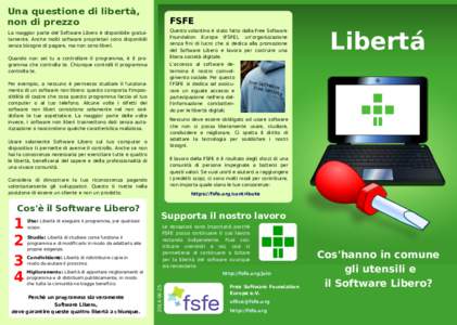 Una questione di libertà, non di prezzo FSFE Questo volantino è stato fatto dalla Free Software Foundation Europe (FSFE), un’organizzazione