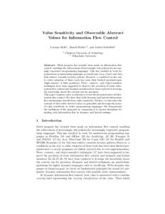 Value Sensitivity and Observable Abstract Values for Information Flow Control Luciano Bello1 , Daniel Hedin1,2 , and Andrei Sabelfeld1 1  Chalmers University of Technology