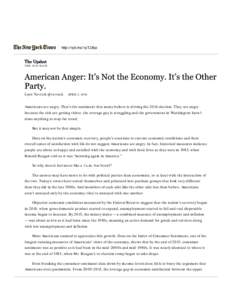 American Anger: It’s Not the Economy. It’s the Other Party. - The New York Times
