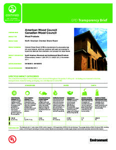 EPD Transparency Brief American Wood Council Canadian Wood Council Company Name Product Type