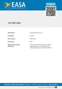 ToR RMTDescription: ToR RMT.0639 Issue 1