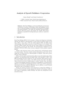 Analysis of OpenX-Publishers Cooperation Lukasz Olejnik1 and Claude Castelluccia1 1 2