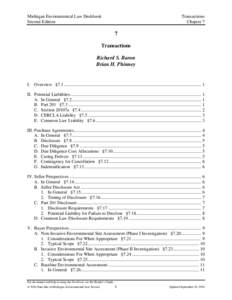 Michigan Environmental Law Deskbook Second Edition Transactions Chapter 7