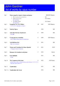 John Gardner list of works by opus number Op[removed]