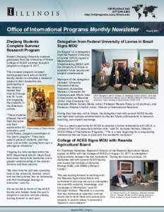 109 Mumford Hall[removed]http://intlprograms.aces.illinois.edu Office of International Programs Monthly Newsletter Zhejiang Students