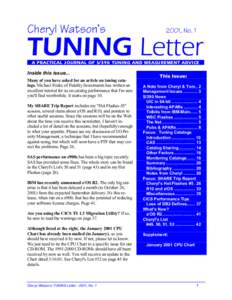 Cheryl Watson’s  2001, No. 1 TUNING Letter A PRACTICAL JOURNAL OF S/390 TUNING AND MEASUREMENT ADVICE