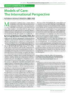 Reprinted from: The Journal of the Canadian Rheumatology Association / Volume 28, Number 1, Spring 2018, ppJOINT COMMUNIQUÉ Models of Care: The International Perspective