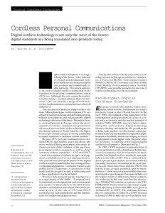 Digital Cordless Technology  Cordless Personal Communications