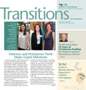 Transitions  Institute of Gerontology Promoting Successful Aging in Detroit and Beyond  Editor/Writer - CHERYL DEEP