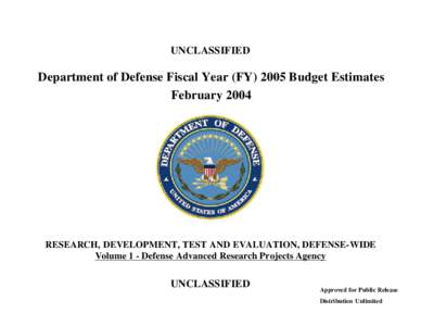 UNCLASSIFIED  Department of Defense Fiscal Year (FYBudget Estimates FebruaryRESEARCH, DEVELOPMENT, TEST AND EVALUATION, DEFENSE-WIDE