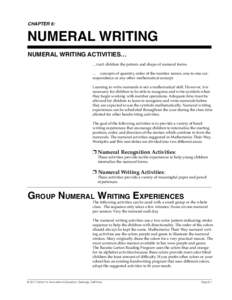 Mathematics Their Way Summary Newsletter  CHAPTER 6: NUMERAL WRITING numeral writing activities…