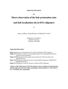 Supporting Information for Direct observation of the hole protonation state and hole localization site in DNA-oligomers by