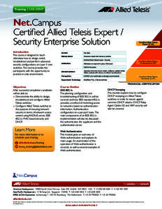 Training | CAE-S/ENT  Net.Campus Certified Allied Telesis Expert / Security Enterprise Solution Introduction