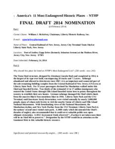 1  America’s 11 Most Endangered Historic Places - NTHP FINAL DRAFT 2014 NOMINATION (24 February 2014)