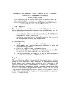 In re Debs and National Labor Relations Board v. Jones & Laughlin—A Comparative Activity Prepared by David Vigilante For use in conjunction with “The Debs Case: Labor, Capital, and the Federal Courts of the 1890s,”