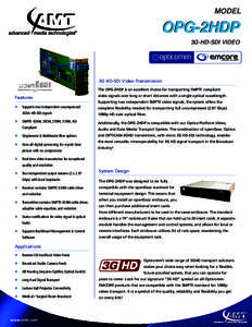 MODEL  OPG-2HDP DATASHEET  3G-HD-SDI VIDEO