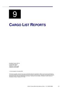 9 CARGO LIST REPORTS Australian Customs Service 5 Constitution Avenue Canberra ACT 2601