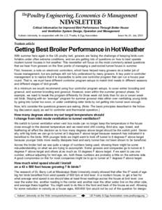 The  Poultry Engineering, Economics & Management NEWSLETTER Critical information for Improved Bird Performance Through Better House