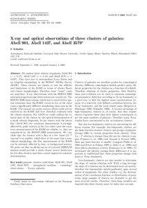Plasma physics / Galaxy clusters / Physical cosmology / Large-scale structure of the cosmos / ROSAT / X-ray astronomy / Cosmic distance ladder / Abell catalogue / Galaxy groups and clusters / Astronomy / Space / Physics