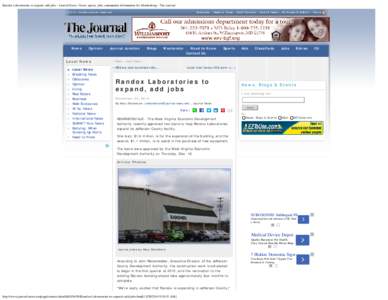 Randox Laboratories to expand, add jobs - Journal News | News, sports, jobs, community information for Martinsburg - The Journal