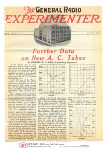Further Data On New A.C. Tubes - GenRad Experimenter Aug 1927