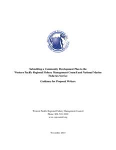 Submitting a Community Development Plan to the Western Pacific Regional Fishery Management Council and National Marine Fisheries Service Guidance for Proposal Writers  Western Pacific Regional Fishery Management Council