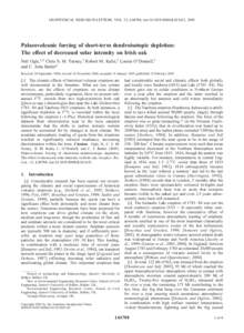 GEOPHYSICAL RESEARCH LETTERS, VOL. 32, L04708, doi:2004GL021623, 2005  Palaeovolcanic forcing of short-term dendroisotopic depletion: The effect of decreased solar intensity on Irish oak Neil Ogle,1,2 Chris S. M.
