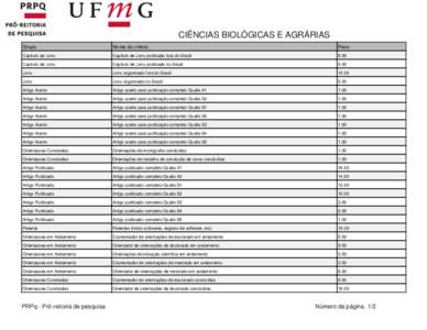 CIÊNCIAS BIOLÓGICAS E AGRÁRIAS Grupo Nome do criterio  Peso