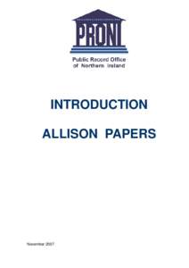 INTRODUCTION ALLISON PAPERS November 2007  Allison Papers (D2886)