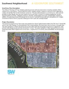 Southwest Neighborhood Plan A VISION FOR SOUTHWEST  Small Area Plan Description