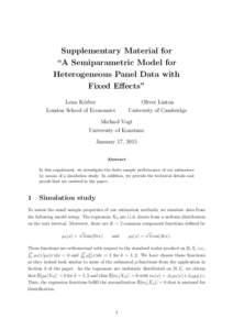 Supplementary Material for “A Semiparametric Model for Heterogeneous Panel Data with Fixed Effects” Lena K¨orber London School of Economics