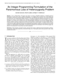 IEEE/ACM TRANSACTIONS ON COMPUTATIONAL BIOLOGY AND BIOINFORMATICS, VOL. X, NO. Y, JULYAn Integer Programming Formulation of the Parsimonious Loss of Heterozygosity Problem