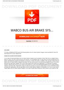 BOOKS ABOUT WABCO BUS AIR BRAKE SYSTEM DIAGRAM  Cityhalllosangeles.com WABCO BUS AIR BRAKE SYS...
