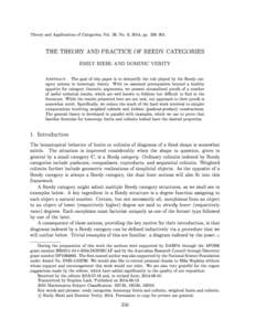Theory and Applications of Categories, Vol. 29, No. 9, 2014, pp. 256301.  THE THEORY AND PRACTICE OF REEDY CATEGORIES EMILY RIEHL AND DOMINIC VERITY